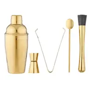 5pc Tempa Aurora 550ml Cocktail/Martini Set w/ Jigger/Tong/Spoon/Muddler Gold