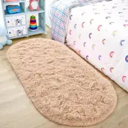 Ultra Soft Fluffy Bedroom Rugs,2.6' X 5.3' Oval Beige Fluffy Rugs for