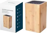 Deluxe Universal Knife Block with Slots for Scissors and Sharpening Rod Bamboo Knife Holder for Safe, Space Saver Knives Storage - Unique Slot Design to Protect Blades - by KITCHENDAO