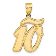 14k Yellow Gold Brushed Border Script Number 10 Pendant