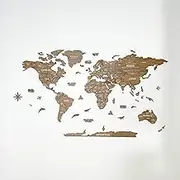 3D Wooden World Map, Multilayered Travel Map with States and Capitals, Wall Decor For The New House, Office Decor, Birthday Present (M, Vega)