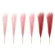 6 Pcs 17 Inch Faux Pampas Grass Artificial Boho Light Pink/Dark Pink/Wine Red