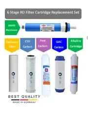 6-Stage Reverse Osmosis Water Filters Set with Membrane & Alkaline Cart- Germany