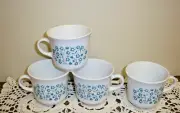 Corelle Blue Heather Set of 4 Cups & Saucers MINT