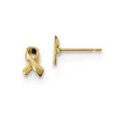 Real 14kt Yellow Gold Madi K Awareness Ribbon Post Earrings