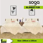 SOGA 2X 200cm Creamy White Fur Fuzzy Super Soft and Cozy Fluffy Throw Blanket