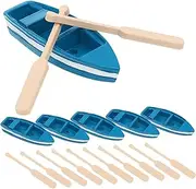 Set of Exquisite Mini Row Boats Wooden Boat Models for Nautical Decor Ocean Room Coastal Home