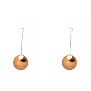 2x Hanging 16.5cm Ball w/ Hook Metal Rust Garden Ornament Planter Decor Medium