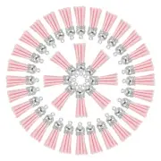 Keychain Tassels Bulk 50 Pcs Leather Tassel Keychain Ring(Light Pink, 1.5 Inch)