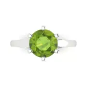 2.5 ct Round Cut VVS1 Natural Peridot Wedding Bridal Classic Ring 14k White Gold
