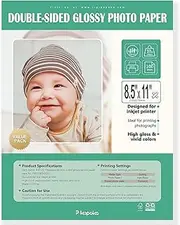 Pikapoka Thin Double Sided Glossy Brochure Photo Paper 8.5 x 11 Letter Size for Inkjet Printer, 100 Bulk Pack, 37lb, 140gsm (P8511YB140DG)