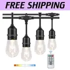 Remote-Controlled 15 Bulb Outdoor String Lights - 48FT Weatherproof & Elegant