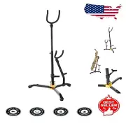 Durable Baritone Saxophone Stand with Adjustable Backrest and Swivel Legs