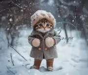 Kitten Snow Cute Art Mouse Pad Computer Gift Cat Owner Lover