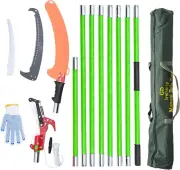 27FT Manual Pole Saw, Tree Branch Trimmer with 8-Section Fiberglass Handle, Shar