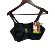 NEW! Playtex Flexible Wireless Black Bra Flex Zones Women's Size 42D