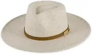 [Hadley Wren] Women's Heathered Wide Brim Panama/Fedora Style Hat