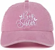 [INNObeta] Big Sister Gifts Cap for Girls, Adjustable Embroidered Baseball Hat - Pink, Pink, Small-Medium