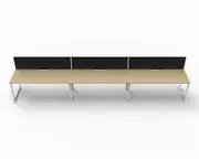 RAPIDLINE DELUXE LOOP LEG WORKSTATION With Screen 3 Person Single Sided W1500 x D750 x H730mm (per user) Natural Oak Top White Frame