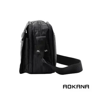 【AOKANA 奧卡納】3層側背包 斜背包防水布料 黑色 02-012 中型(超耐用拉鍊)