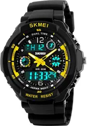 MIE 50M Waterproof Fashion Watches Men Sports LED Digital Analog Watches Multifunctional Alarm Military Watch New Yellow