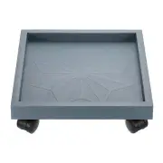 Square Planter Caddy with Wheels, 9.8 In Rolling Plant Stand Trolley, Gray