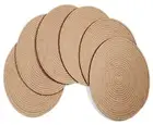 Jute Woven Placemats Set of 6, Round Braided Tablemats 13.8 inch Natural Jute...