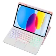 360 Rotation Bluetooth Keyboard Leather Case For Ipad 10.9 2022 With Touch Control And Backlight Pink Keyboards