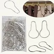 Shower Curtain Rings Hooks, Rust-Resistant Metal Shower Curtain Hooks, Stainless Steel Shower Curtain Rings for Bathroom Shower Curtain Rod (100PCS)