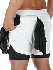 [DIOTSR] Mens 2 in 1 Running Workout Shorts Quick Dry with Liner, Athletic Gym Shorts for Men with Pockets