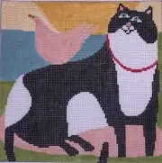Kitty and Friend Hand Painted Needlepoint Canvas