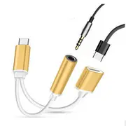 Bakeey 2 in 1 Type-C Headphone 3.5mm Jack Adapter Audio Cable for Samsung Huawei Letv 24 BLACK