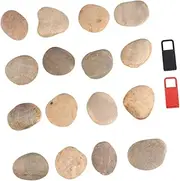 PERSELOSO Hand-Painted Rocks Set 16pcs Natural Stones with Bracket for Kids DIY Art Landscape Design