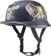 Motorcycle Helmet Motorcycle Half Shell Helmet Vintage Open Face Helmet with Adjustable Quick Release Buckle Fit Adult Men Women Cruiser Motorcycle DOT/ECE Approved