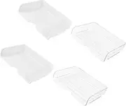 SEWACC 4Pcs Stackable File Organizer Clear White Document Trays for Desk Stylish Mail Holder for Papers Magazines Folders Compact Space Saving Design for Office Home