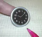 Miniature Modern LARGE Silver Wall Clock, BLACK Face: DOLLHOUSE 1 1/4" Diameter