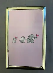 Cute Elephant Parade Silver Metal Cigarette Case RFID Protection Wallet