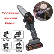 4"/6" Mini Handheld Electric Chainsaw Cordless Chain Saw Wood Cutter Pruning