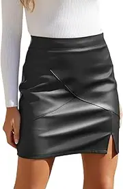 [We1Fit] Womens Fuax Leather Skirt High Waisted Bodycon Pencil Mini Skirts with Shorts
