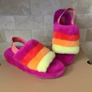UGG YEAH DRAGON FRUIT MULTI SLIDE FUR SLINGBACK SHOES SLIPPERS SIZE US 8 WOMEN