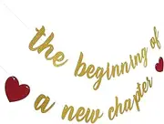 ABOOFAN 1 Set The Beginning of a New Chapter Banner Farewell Party Decorations 2024 Graduation Banner Engagement Baby Shower New Home Job Change Party Decorations