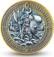 Viking Challenge Coin – Thor's Hammer Design, 1.57 Inch Nordic Warrior Coin, Motivational and Inspirational Gift