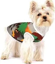 World Map Made of Spices print Tshirts for Small Dogs Dog's Fashion Shirt Breathable Sleeveless Shirts for Small Dogs