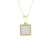 10k Yellow Gold Round Diamond Square Pendant 1/8 Cttw