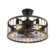 FANNEHONNE Calida 17.7" Wood Cage Ceiling Fan w/ Light & Remote for Low Ceilings