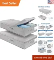 Foldable Grey Underbed Storage Bins - Efficient Storage Solution, 31.5"L