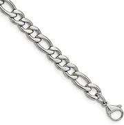[JewelryWeb] Stainless Steel Polished Fancy Lobster Closure 7.30mm Figaro Chain Bracelet Link-Bracelet for Women and Men