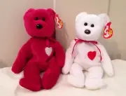 Valentino/Valentina Bear Set Orginial TY Beanie Baby w/tag errors Rare MWMT