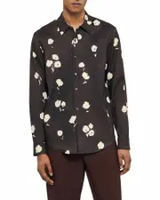 Sandro Water Flower Button Front Shirt