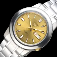 在飛比找momo購物網優惠-【SEIKO 精工】手錶 都市型男日本製5號自動機械腕錶-金